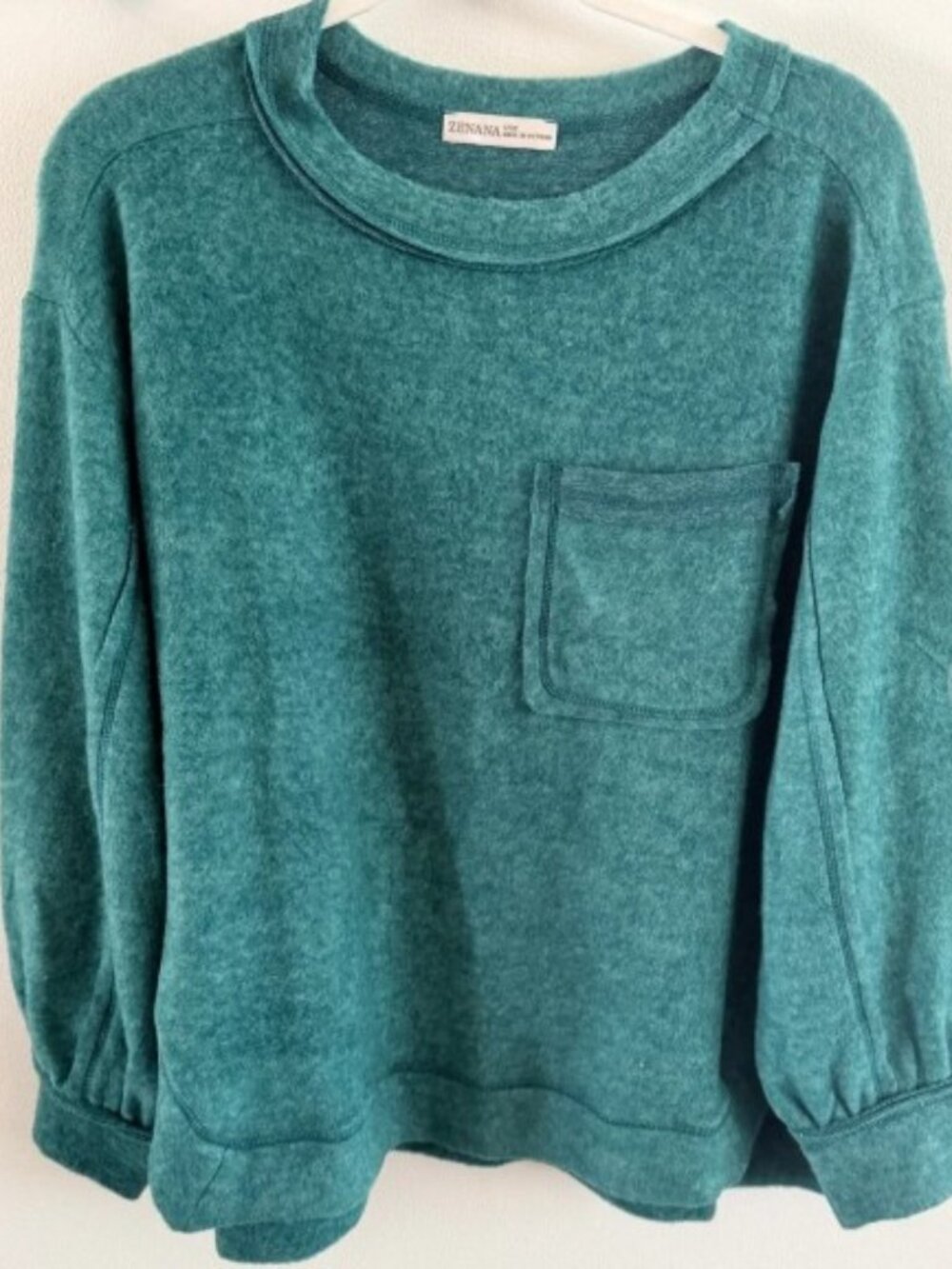 New Dusty Teal Hacci Brushed Melange HACCI Hi-Low Hem Sweater